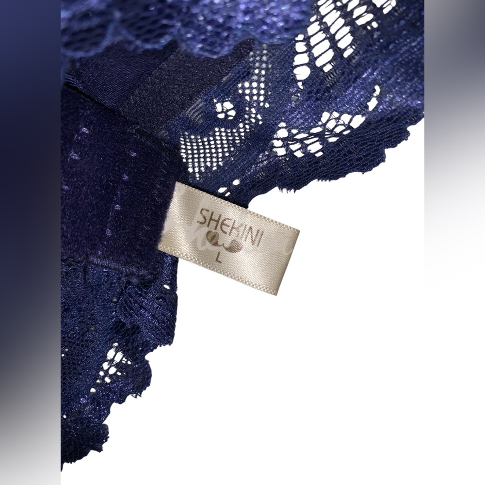 Shekini Halter Lace Bra with Padding Blue Size L - Picture 7 of 8